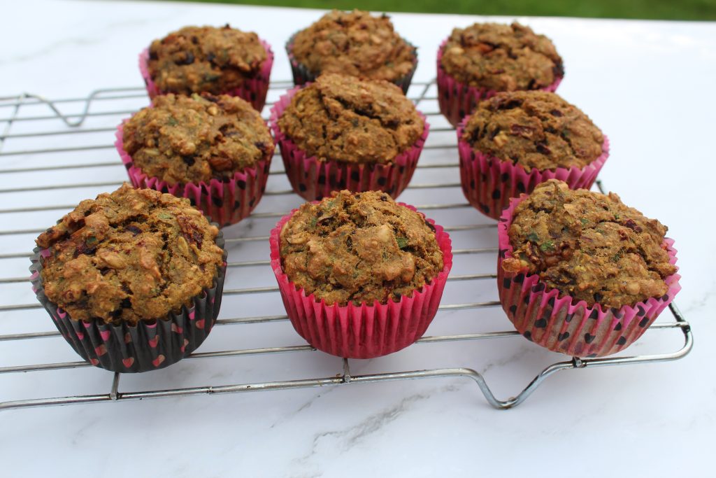 9 savoury beetroot muffins, plant-based.